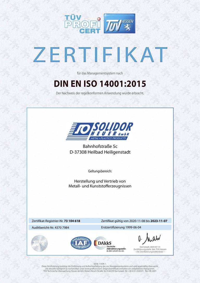 Zertifikat ISO-14001-2015